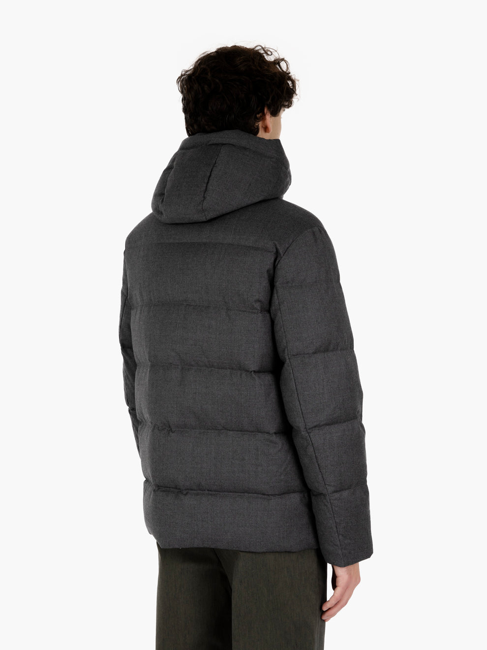 Grey quilted jacket with hood