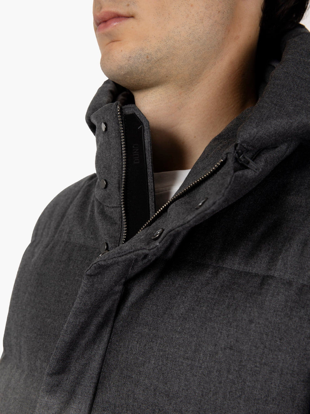 Grey quilted jacket with hood
