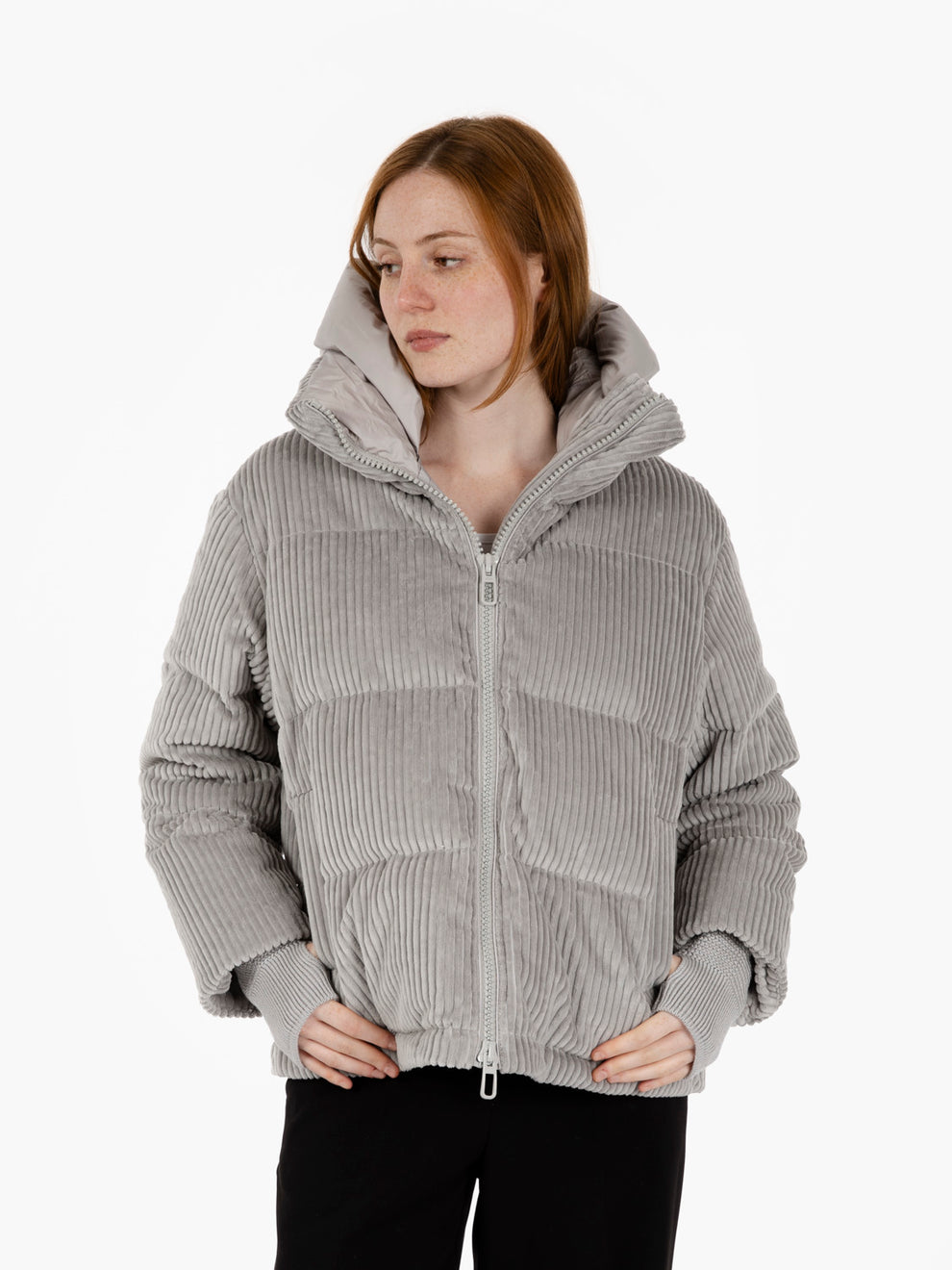 Lora short wool down jacket, grey