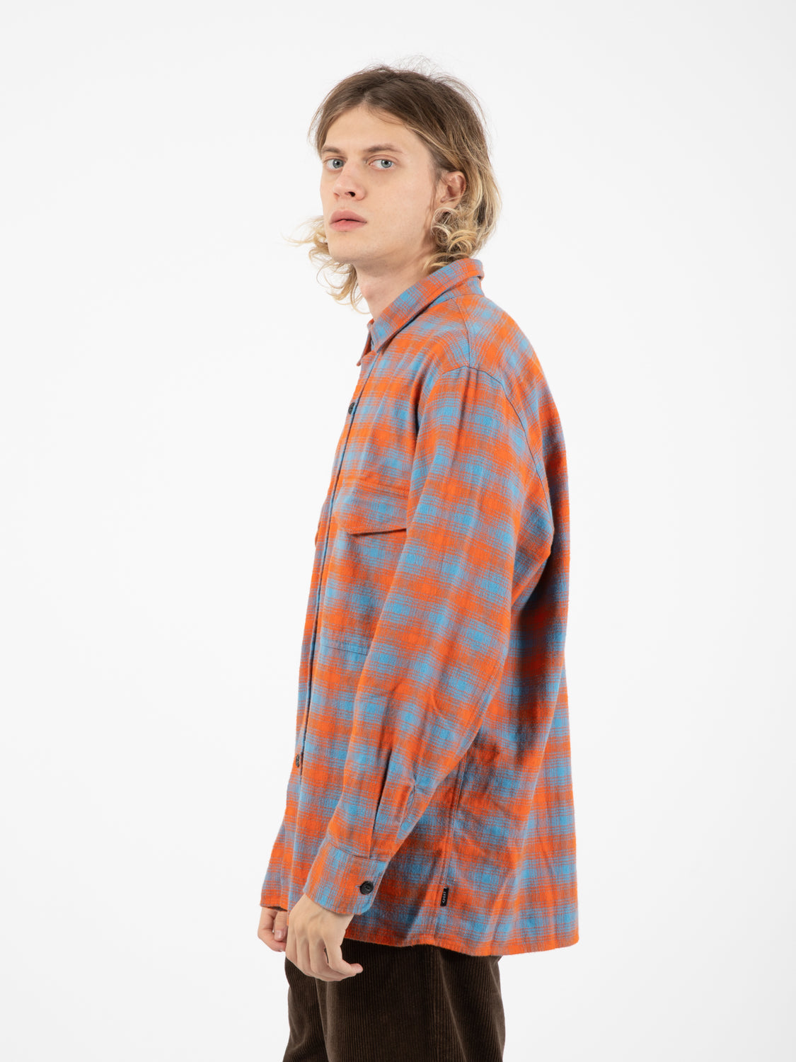 Camicia oversize parisian blue / tangerine tango