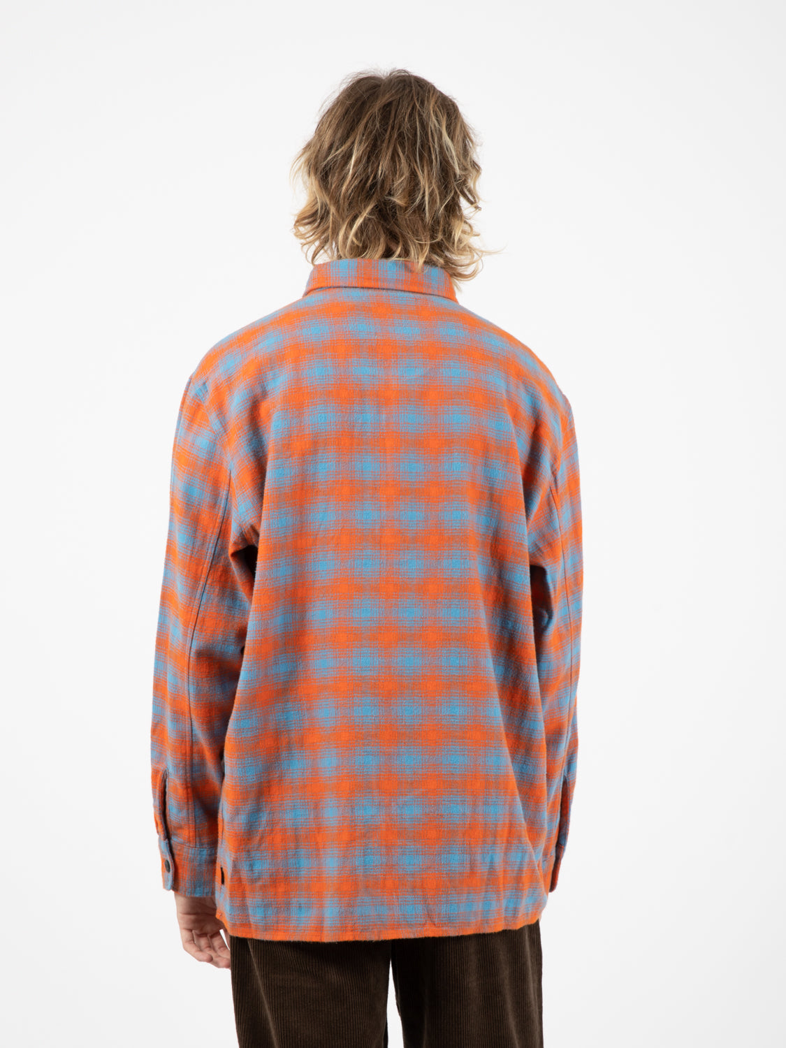 Camicia oversize parisian blue / tangerine tango