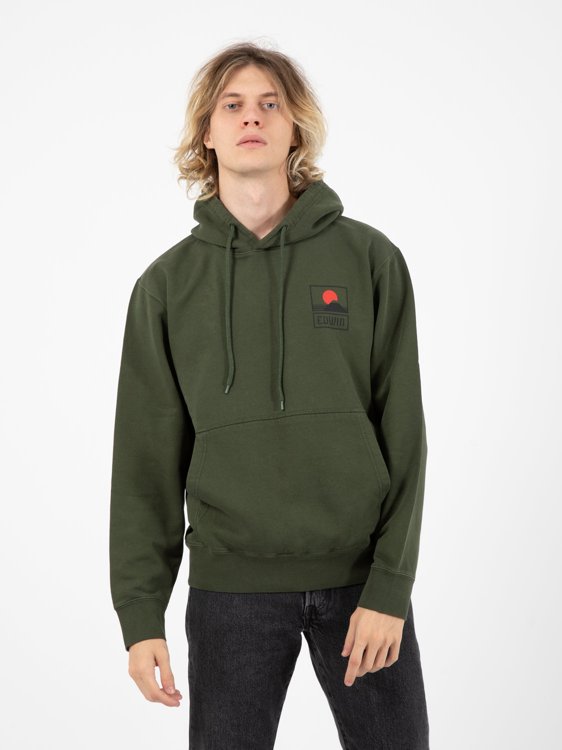 Sunset on Mt Fuji kombu green sweatshirt