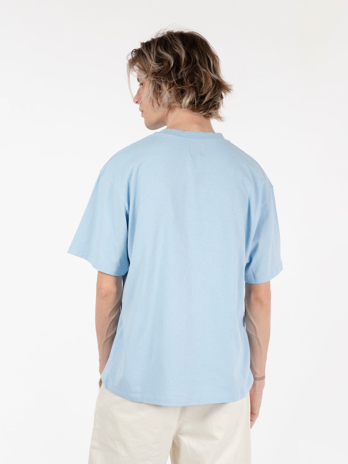 T-shirt Katakana embroidery TS placid blue