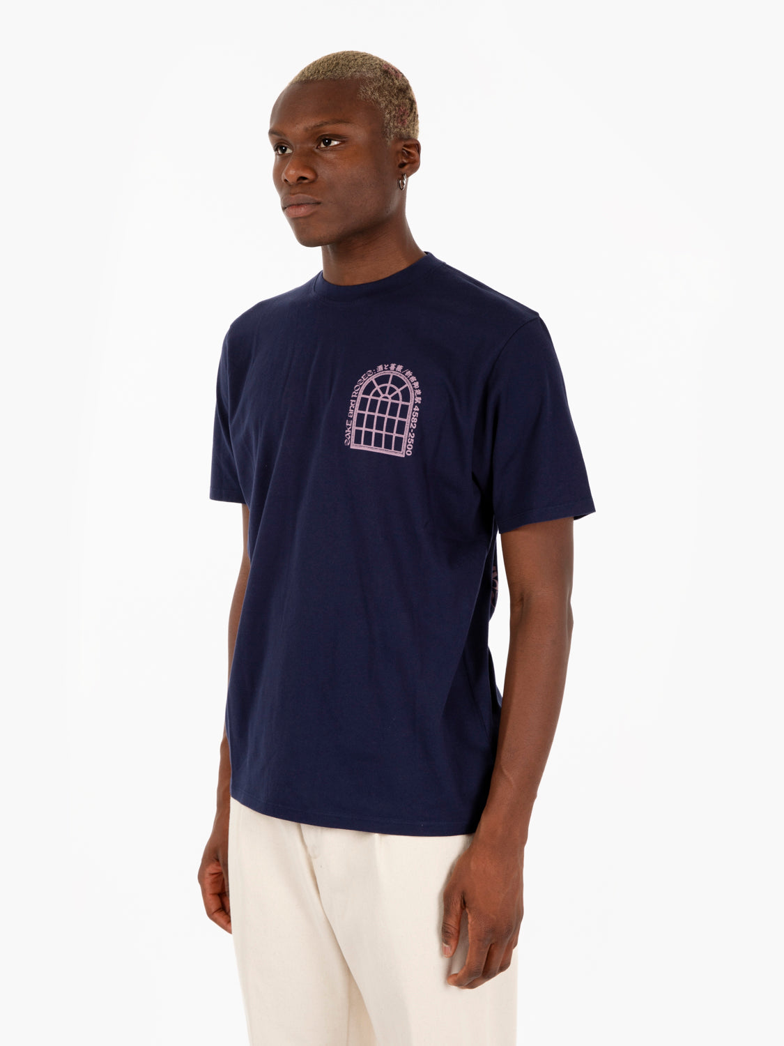 T-shirt sake and roses maritime blue