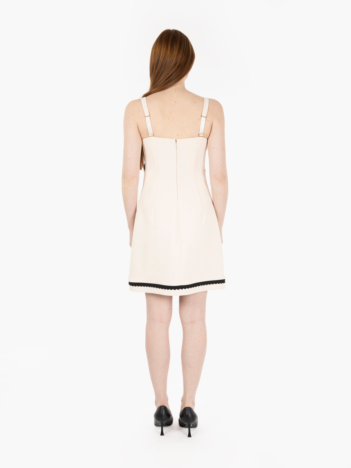 Butter / Black Scalloped Double Crepe Dress