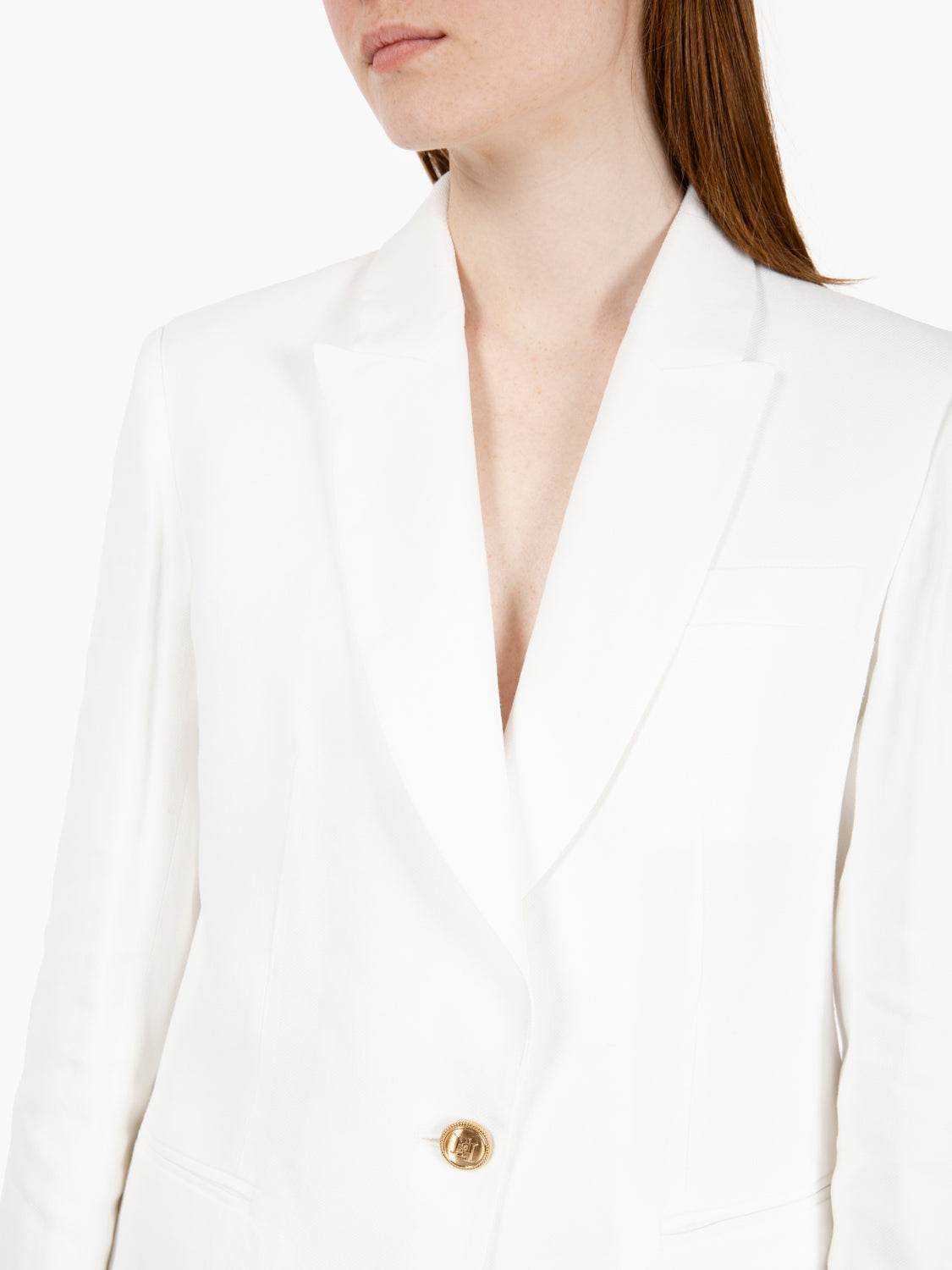 Blazer monopetto bottone logato avorio