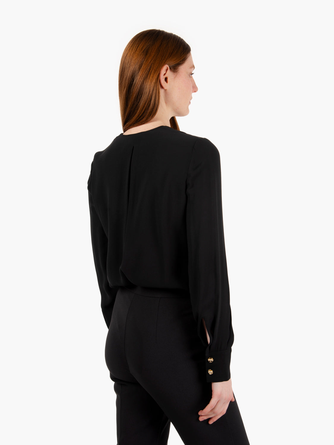 Blusa in georgette con lacci nero