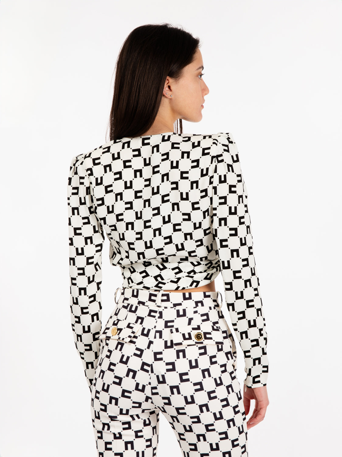 Camicia cropped con nodo burro / nero
