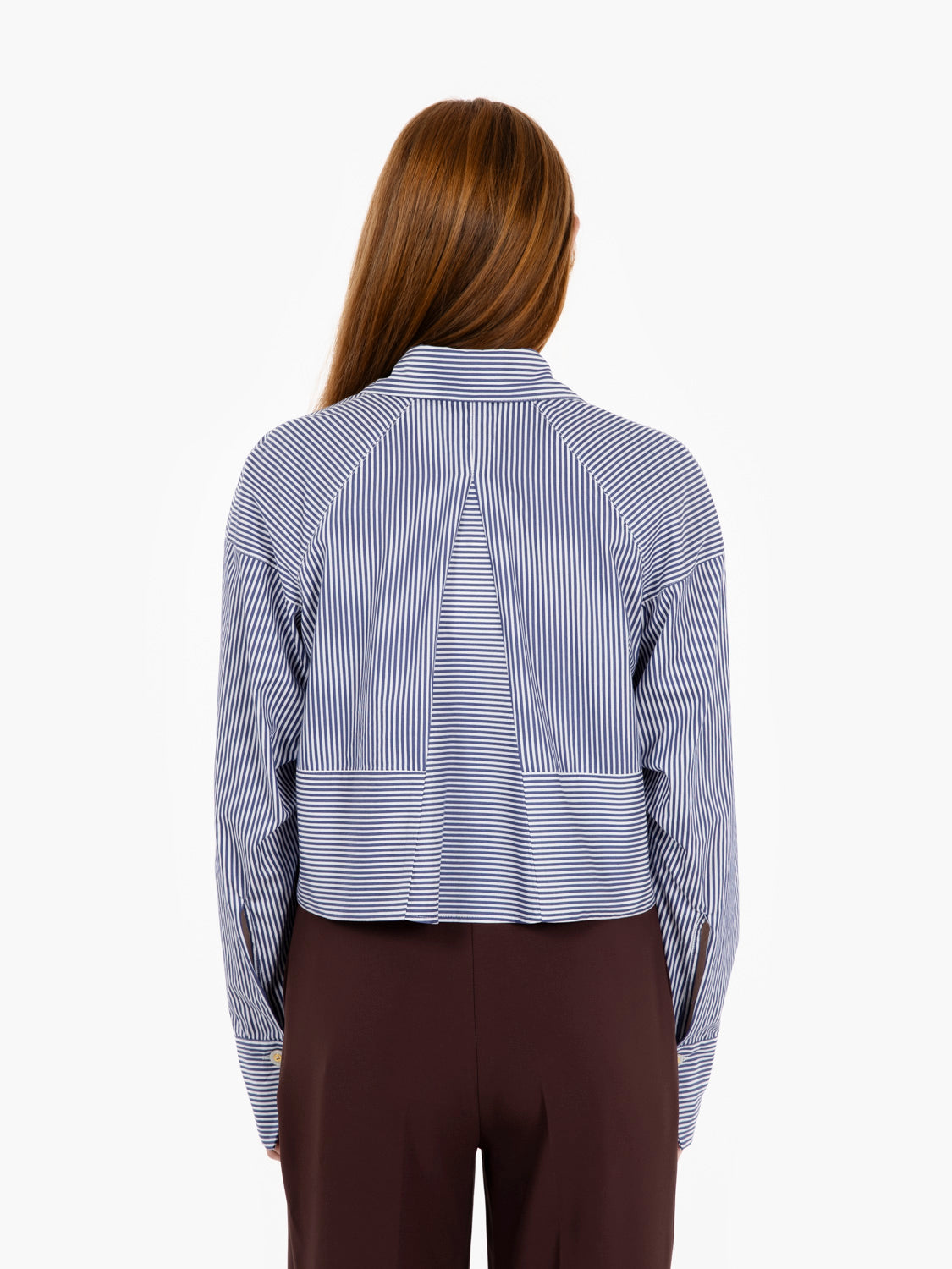 Camicia in popeline a righe blu / bianco