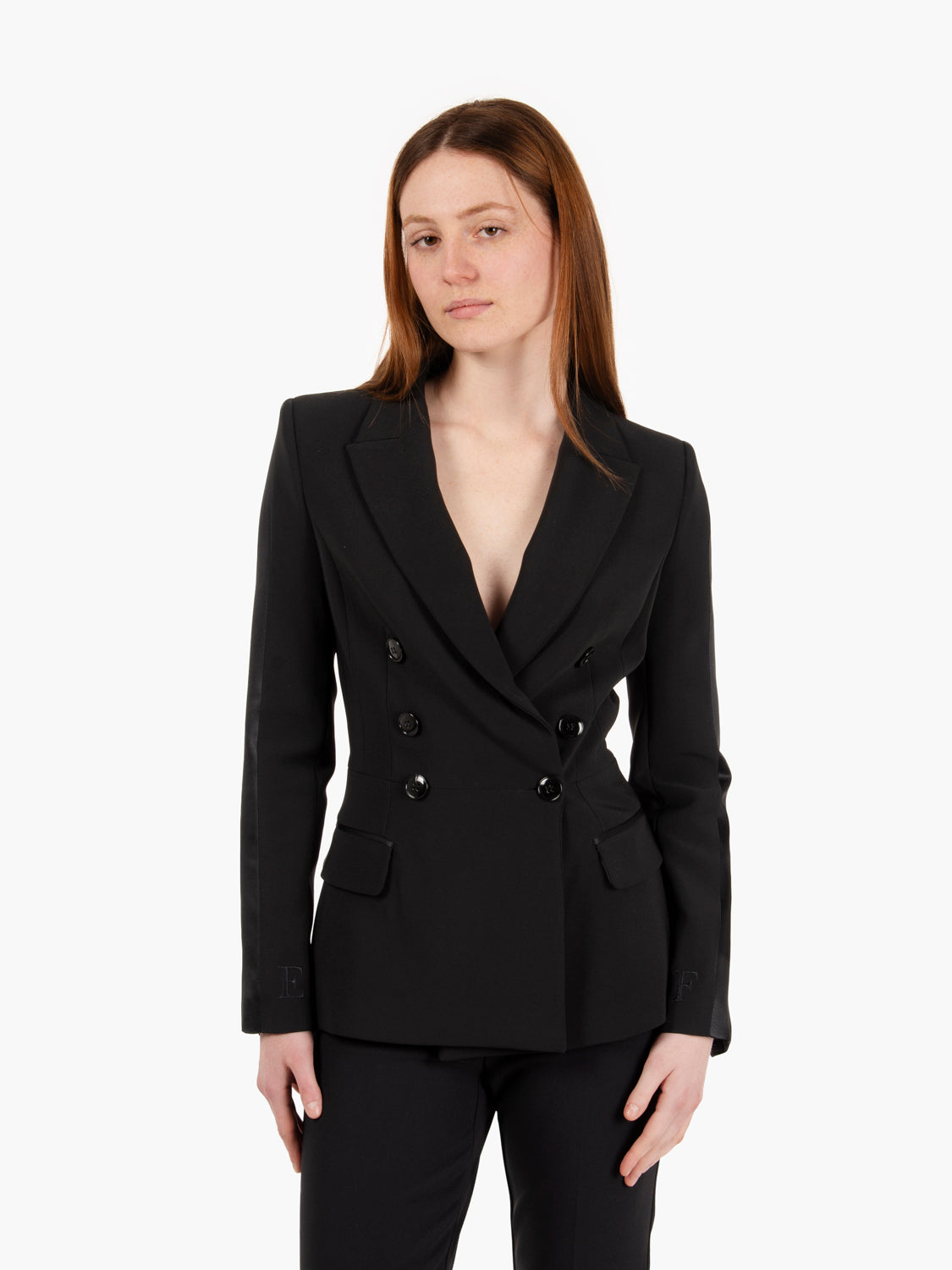 Crêpe jacket with black satin bands