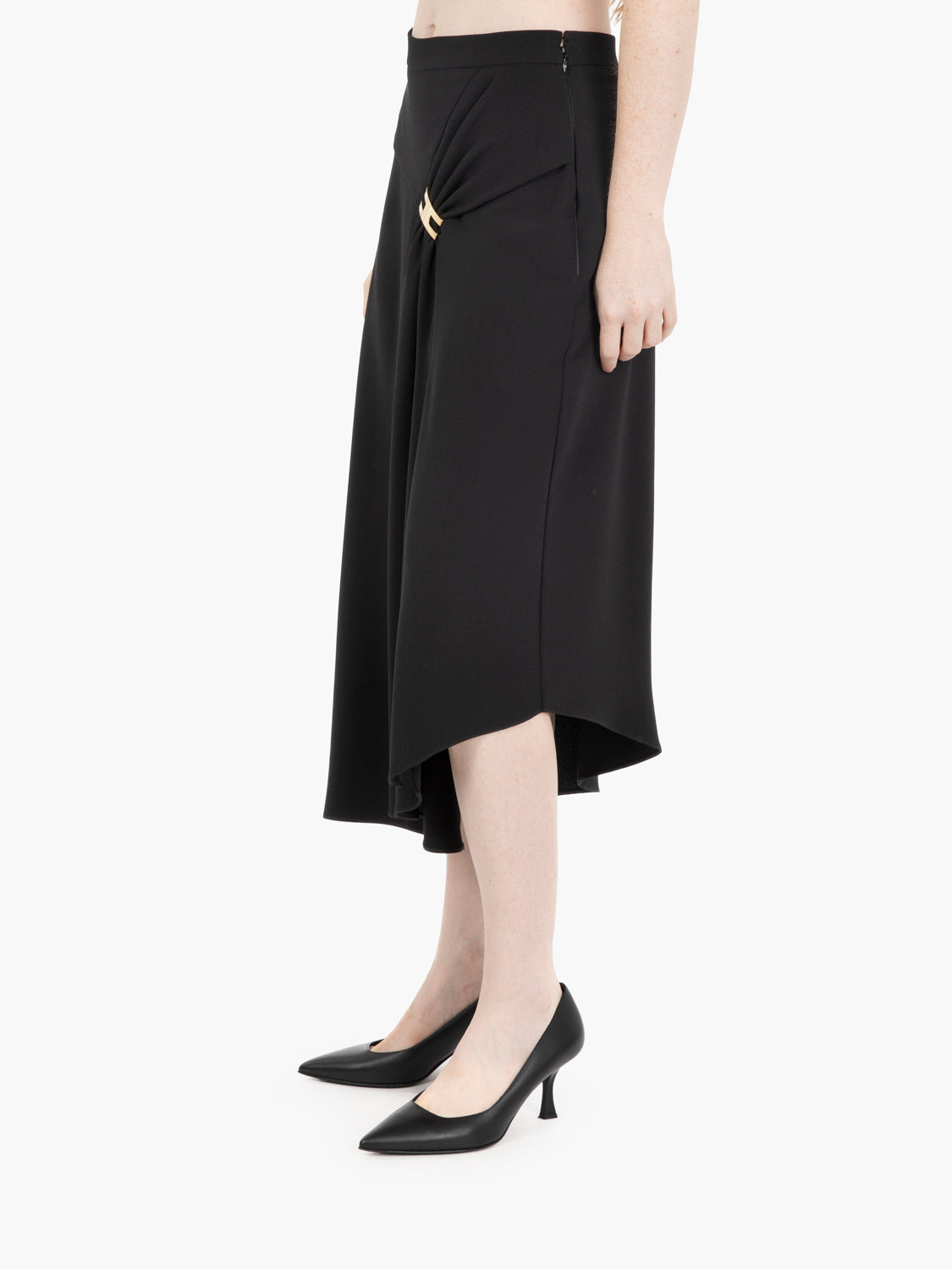 Black draped crepe skirt