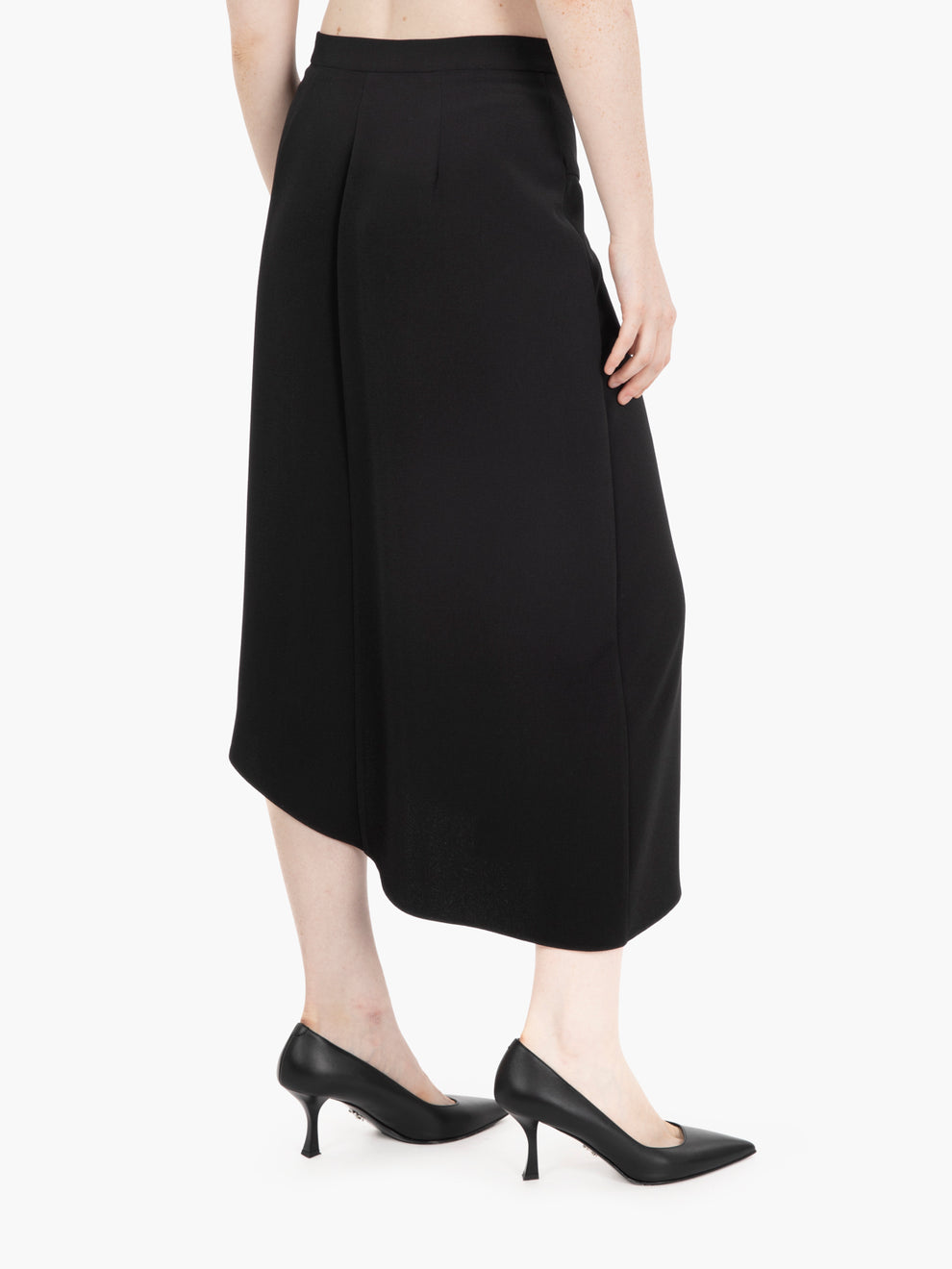 Black draped crepe skirt