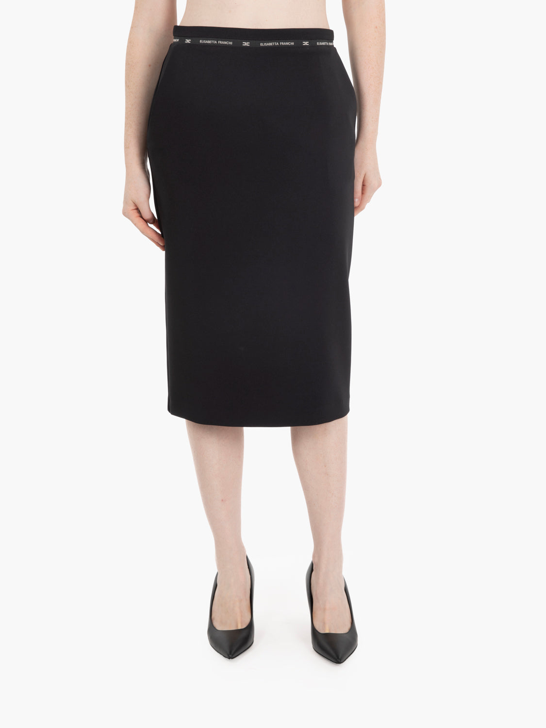 Black logo midi skirt