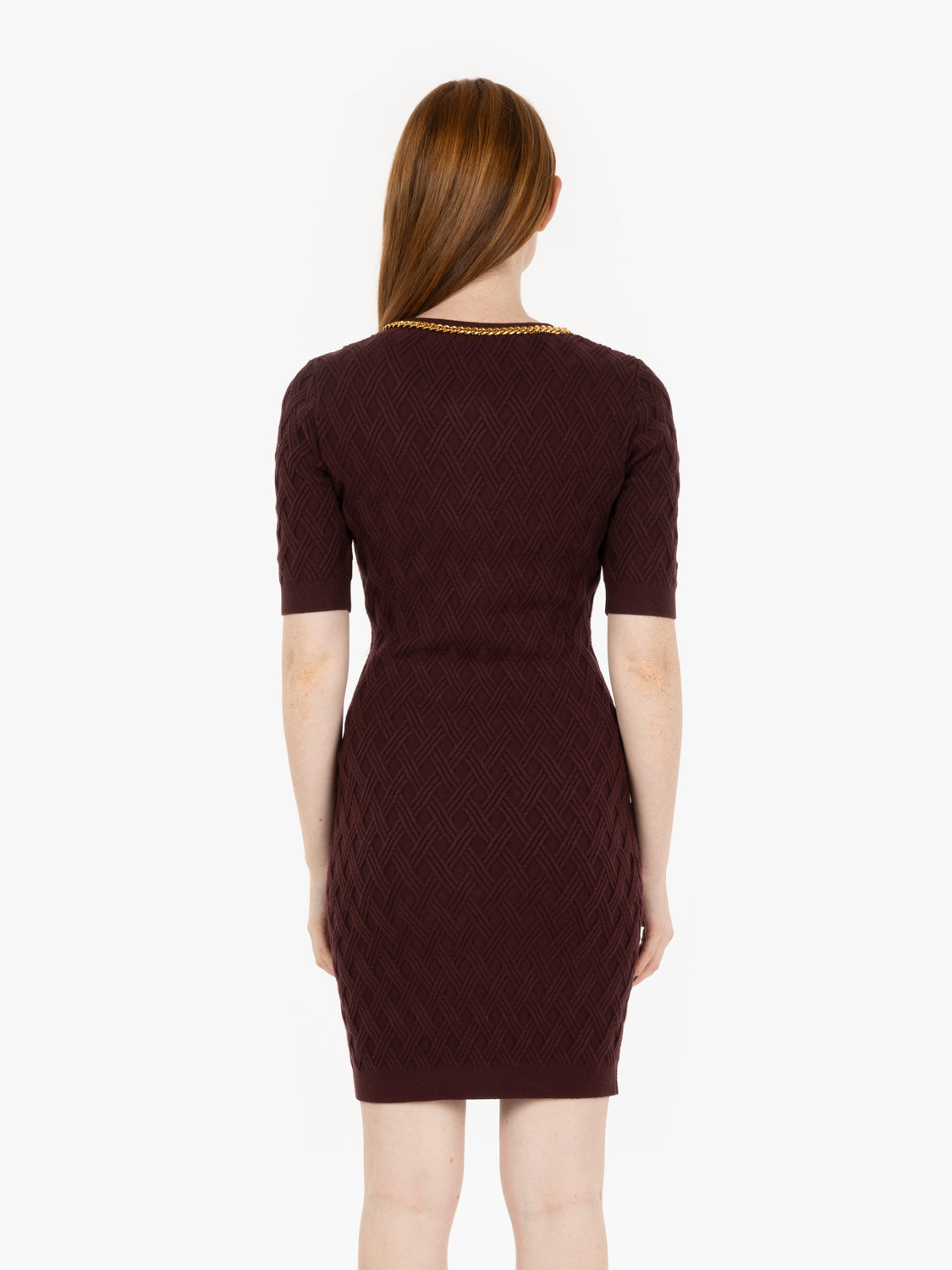 Mini abito in maglia a rombi merlot