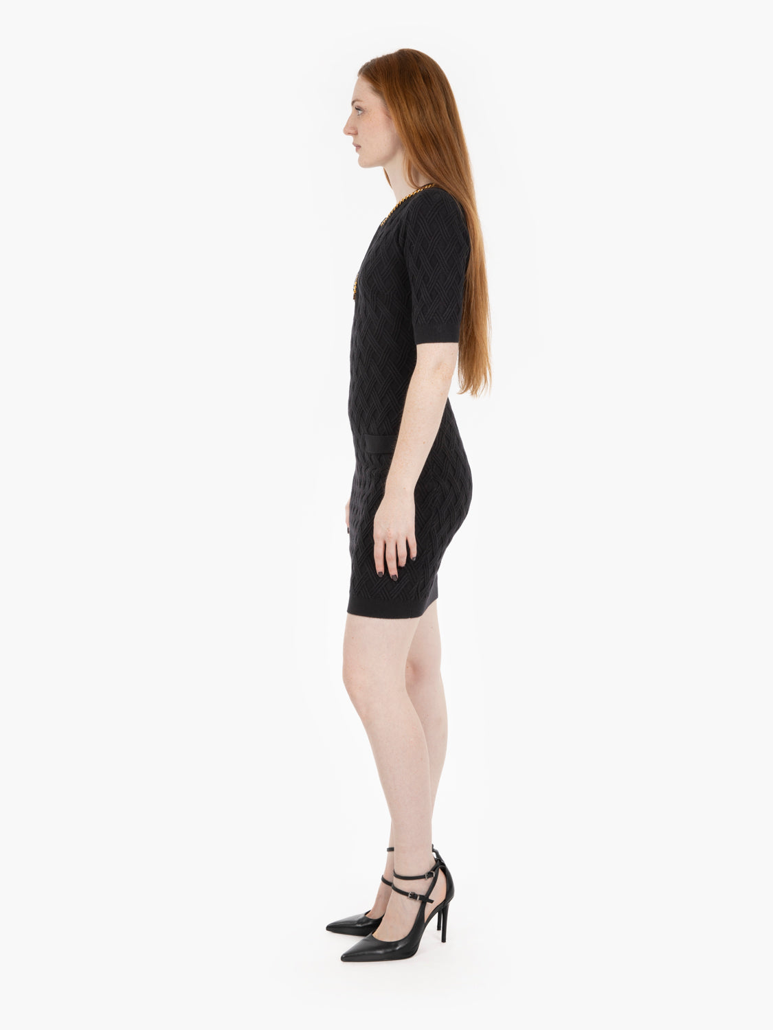Mini abito in maglia a rombi nero