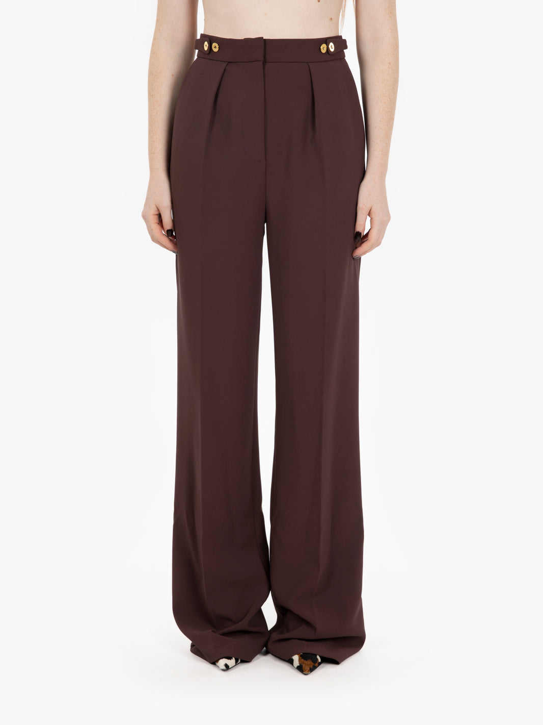 Crepe trousers with merlot jewel accessory