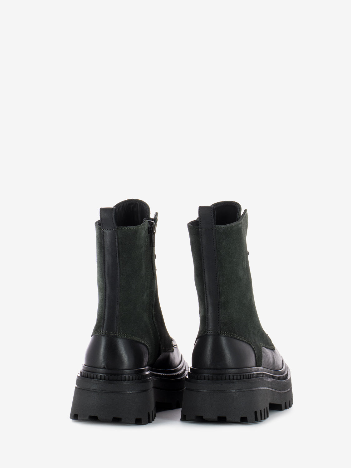 Black/green leather and suede amphibian