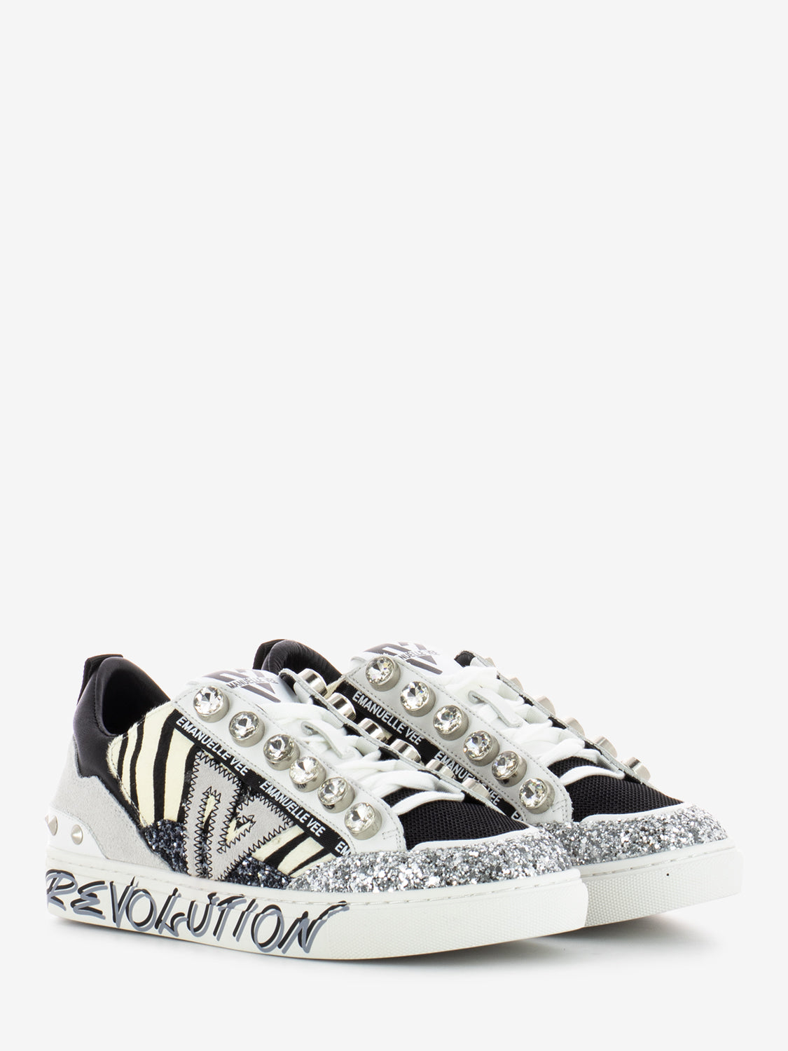 EMANUELLE VEE Sneakers Olivia animalier strass black STIMM