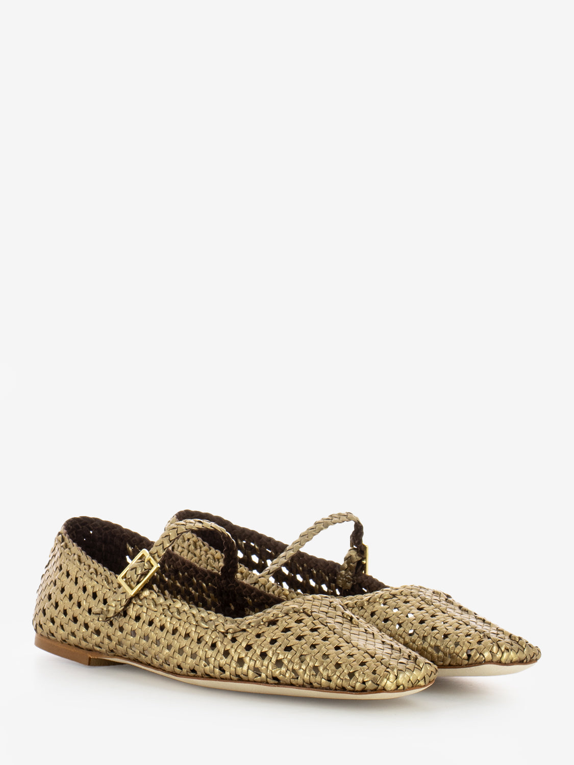 Amber Ballerinas metal / cobrè weave