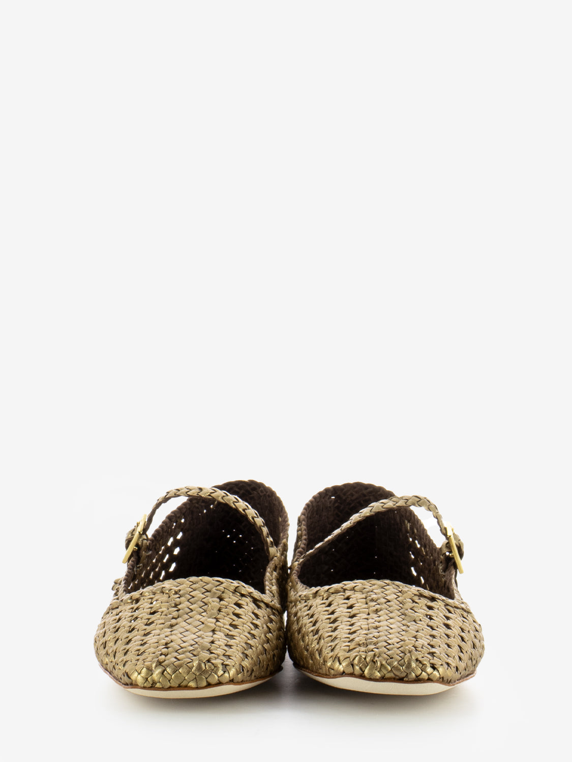 Amber Ballerinas metal / cobrè weave