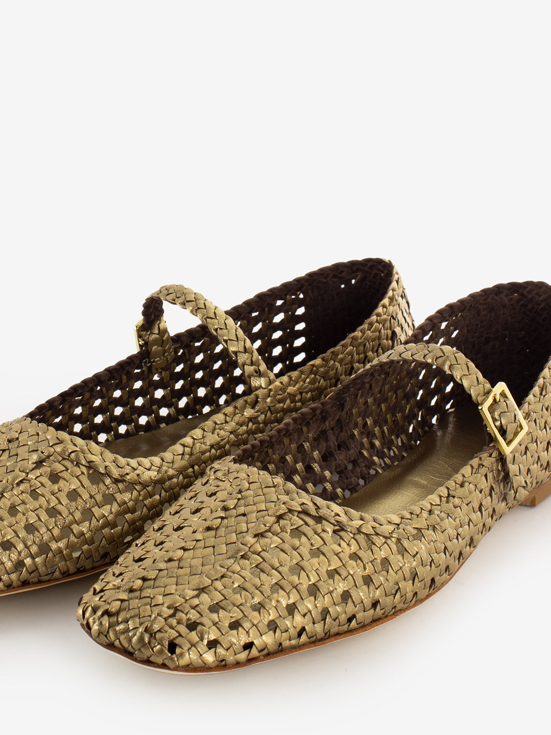 Amber Ballerinas metal / cobrè weave