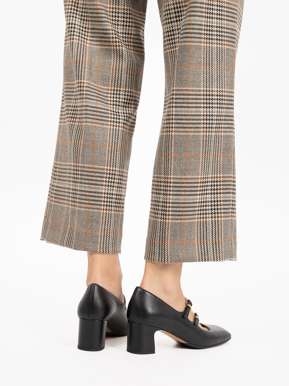 Chunky heel décolleté with two buckles in black nappa