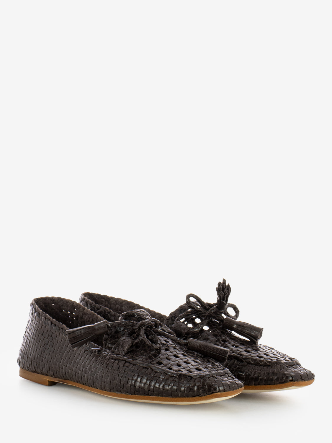Creta Moccasins Brown Woven Workmanship