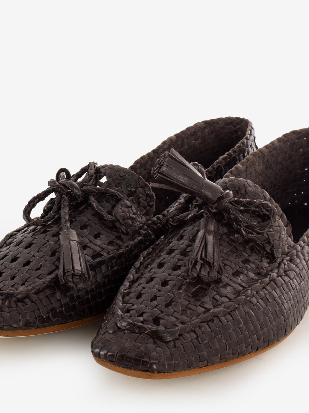 Creta Moccasins Brown Woven Workmanship