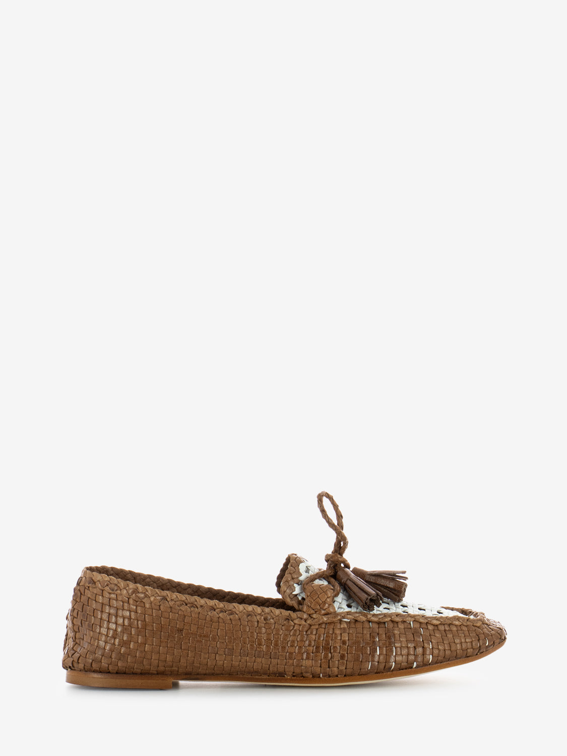 Creta Moccasins Woven Brown / White