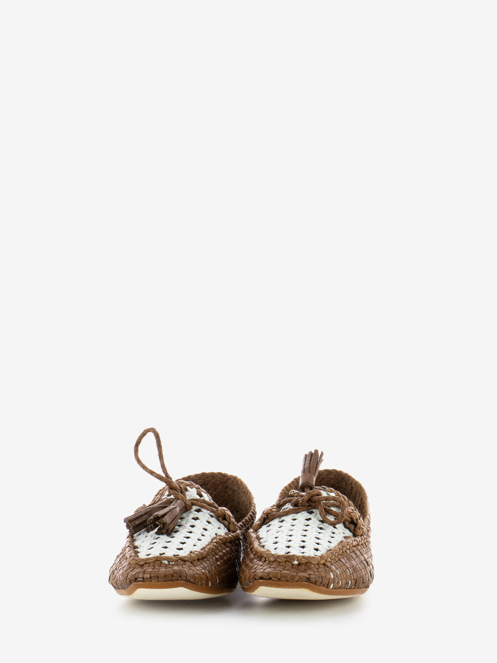 Creta Moccasins Woven Brown / White