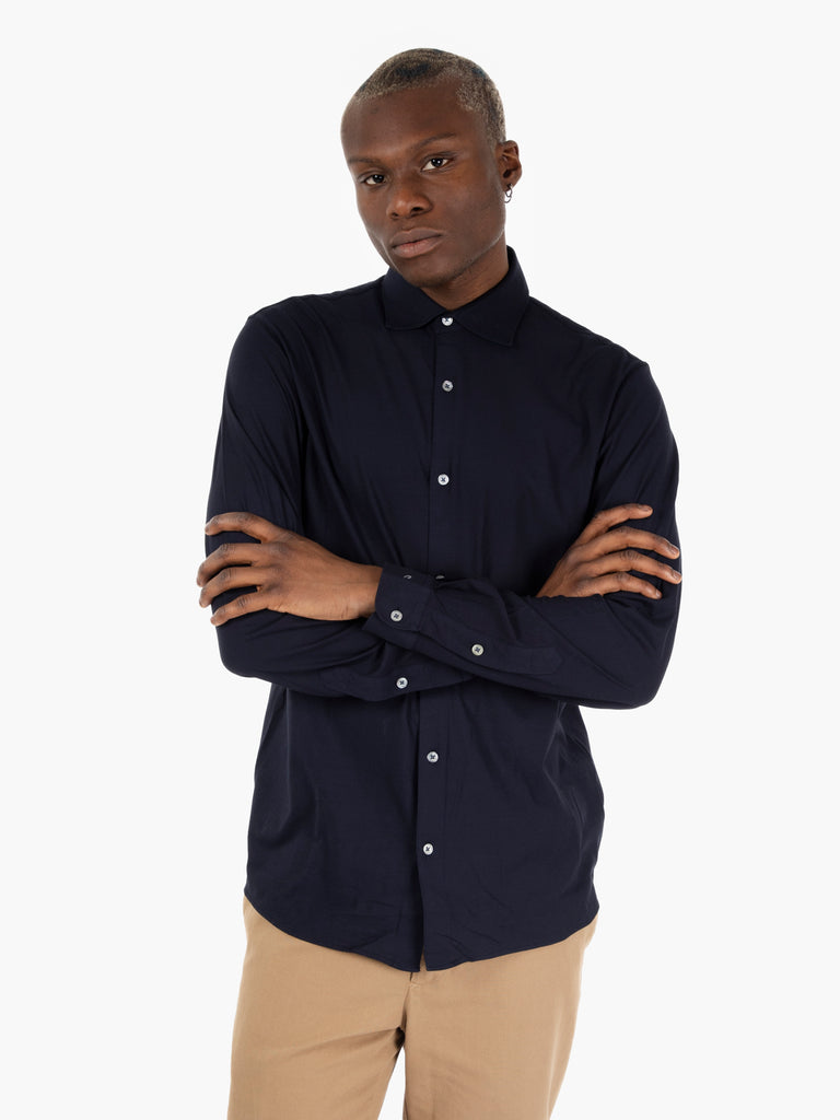FILIPPO DE LAURENTIIS - Camicia basica in crêpe navy