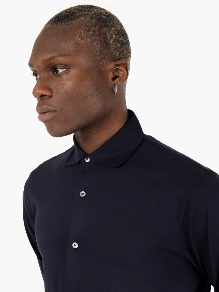 FILIPPO DE LAURENTIIS - Camicia basica in crêpe navy