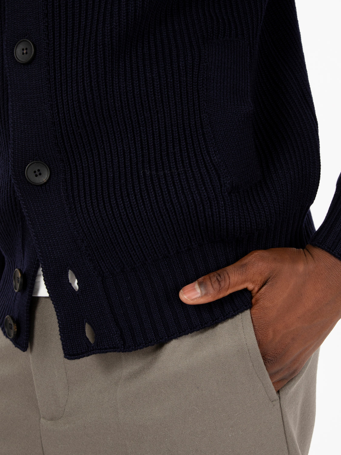 Cardigan in maglia merino inchiostro