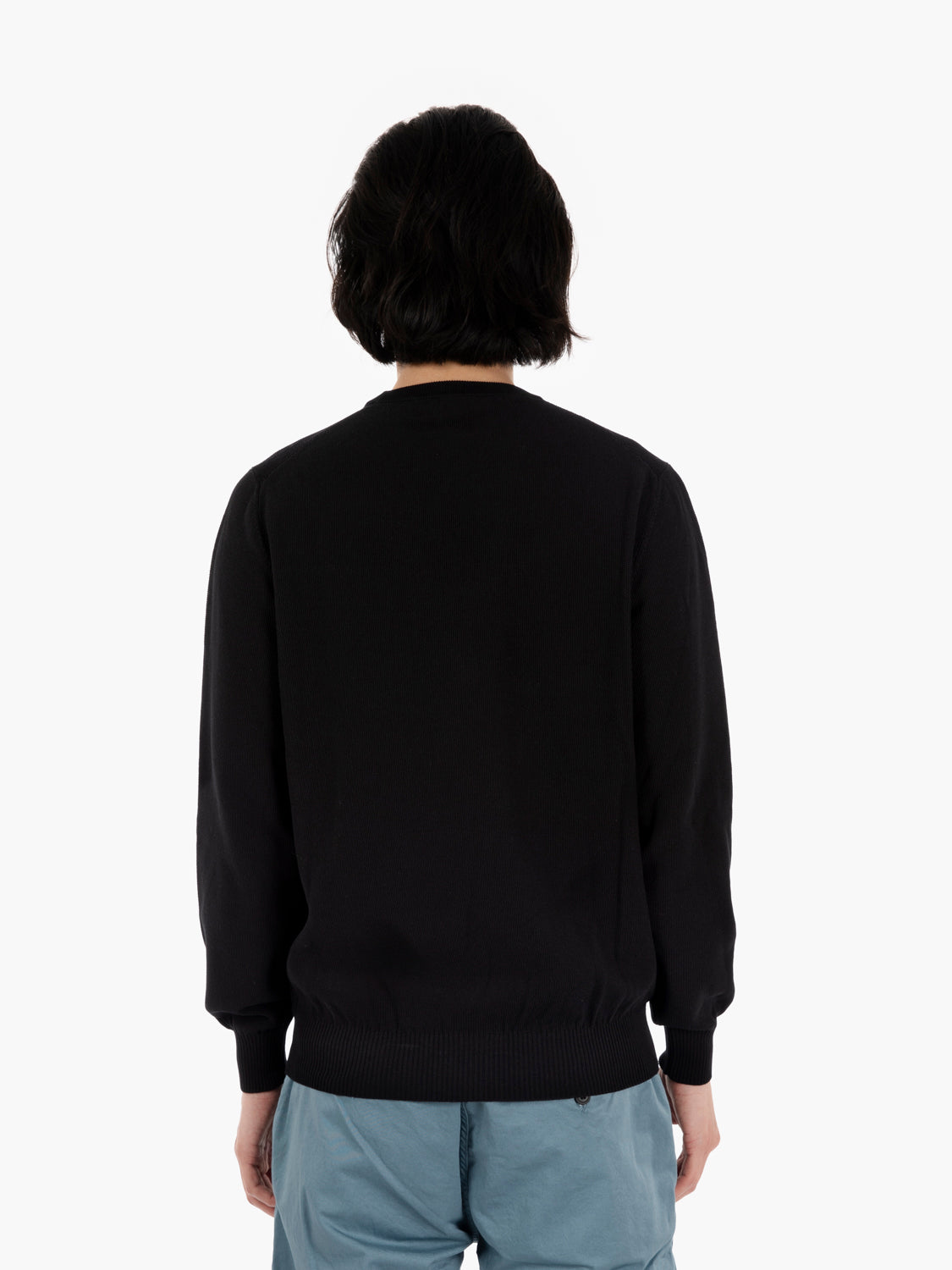 Maglia girocollo punto riso nero