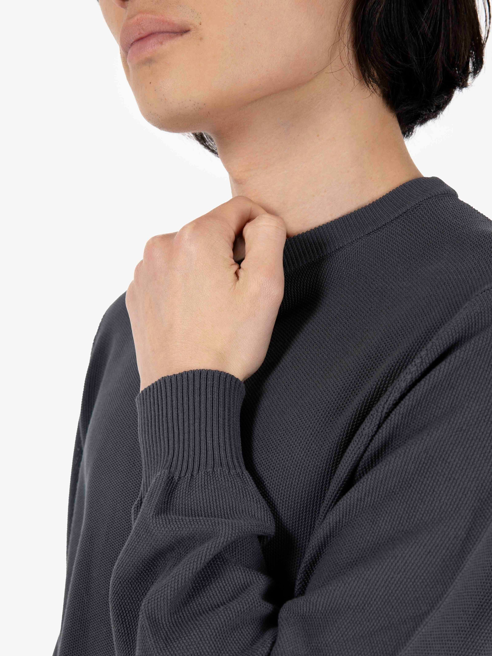 Maglione girocollo punto riso grafite