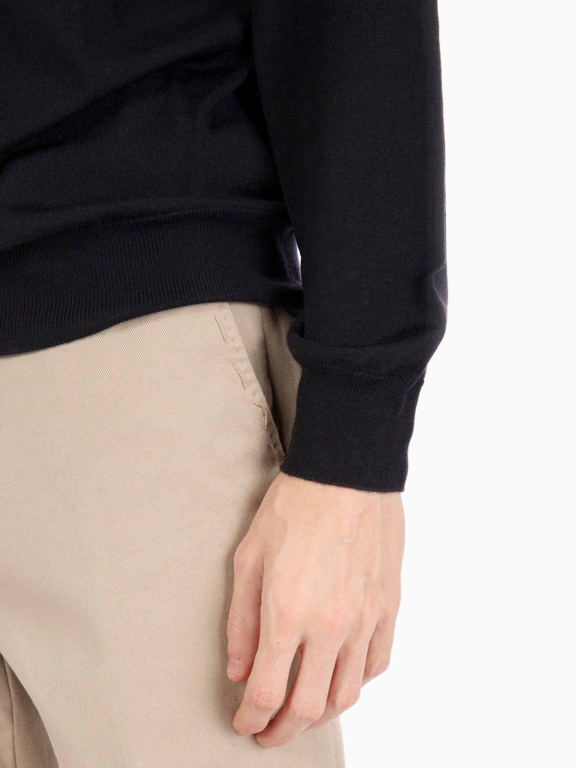 Polo a maniche lunghe in lana navy