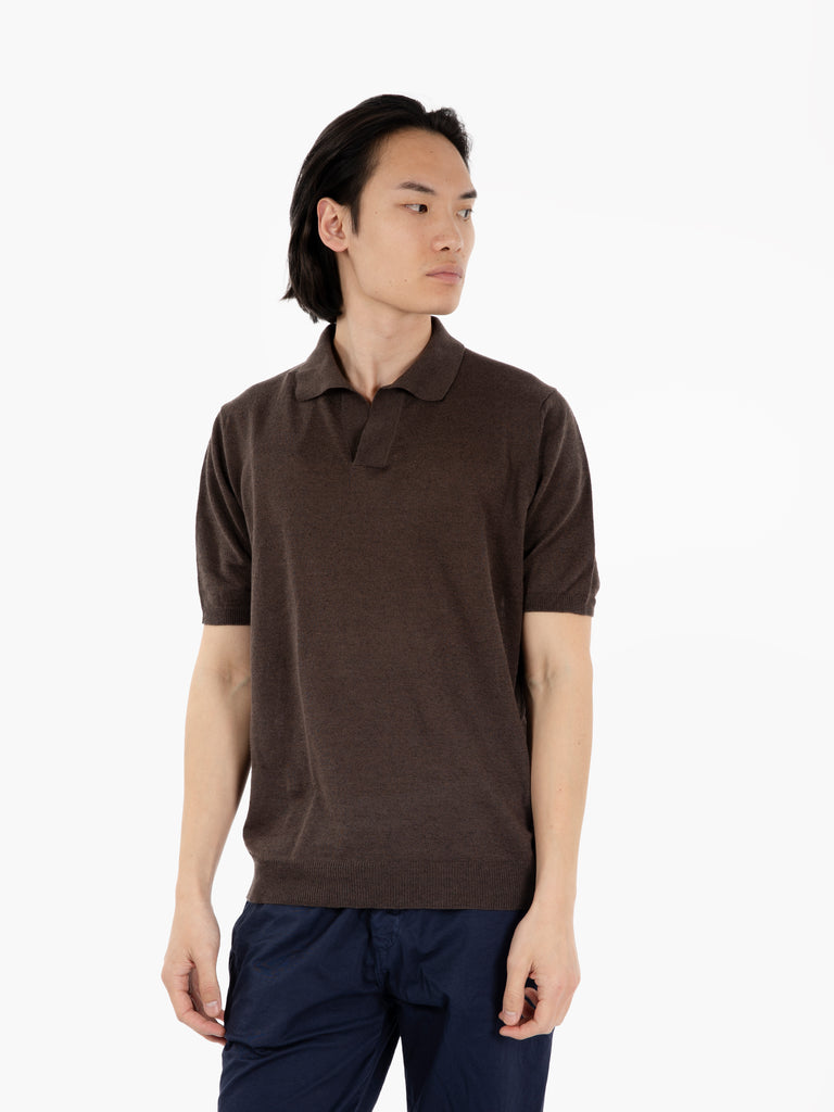 FILIPPO DE LAURENTIIS - Polo in maglia skipper testa di moro