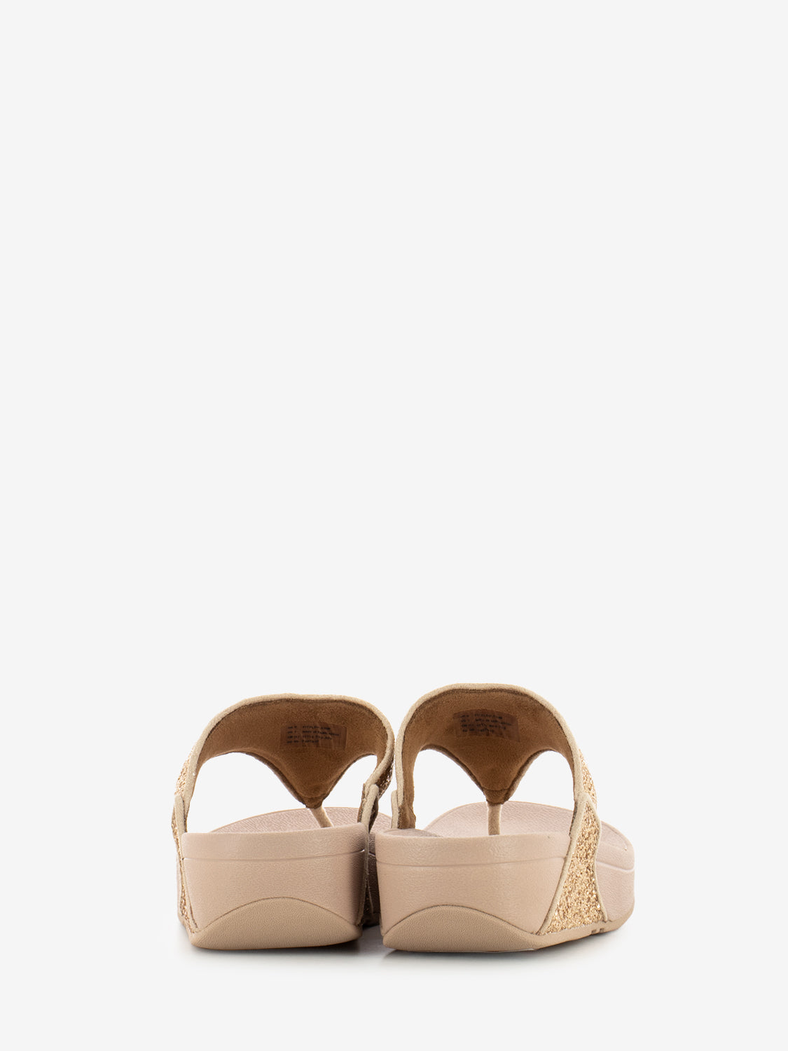 Lulu rose gold glitter flip flops