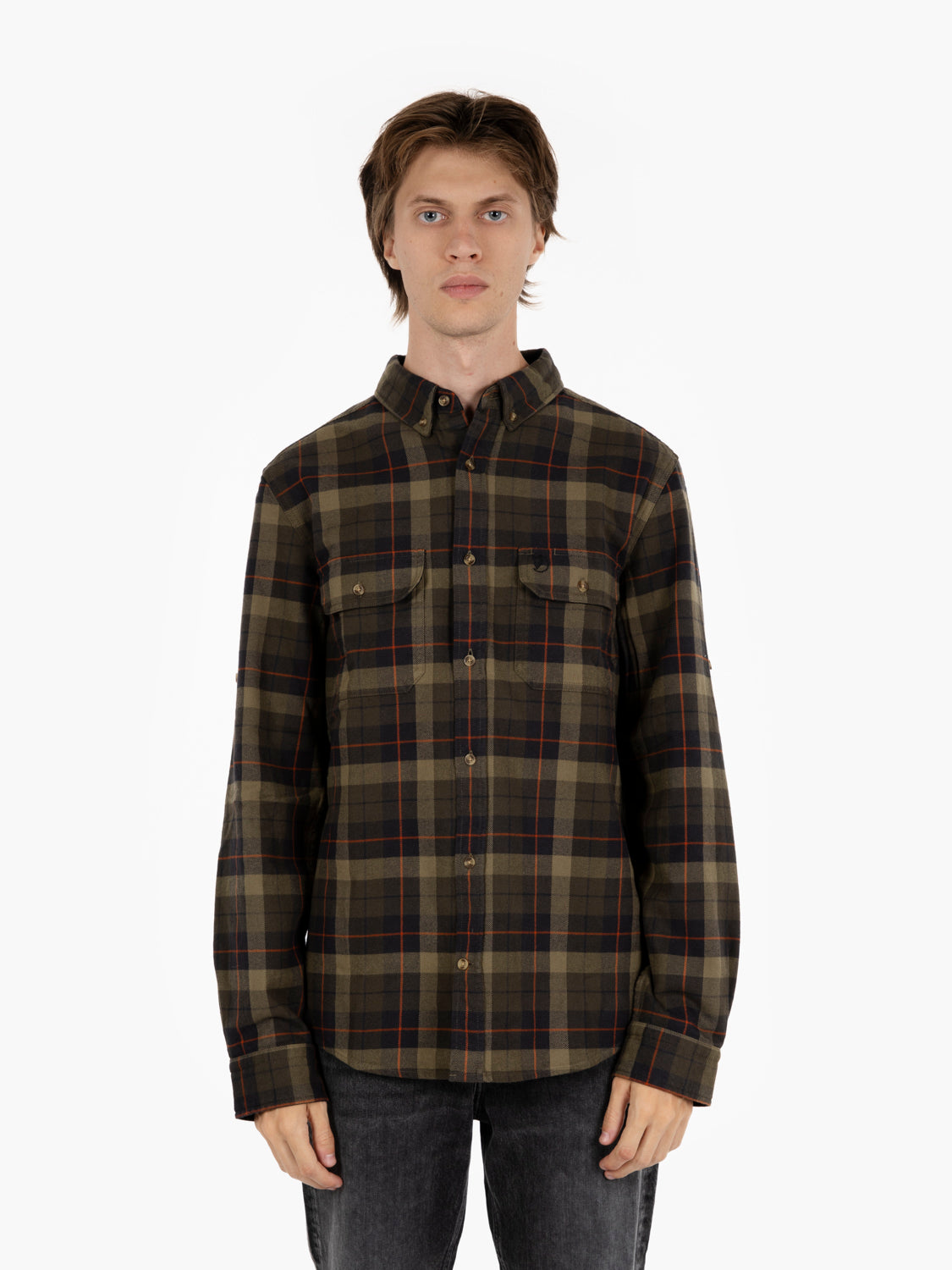 Singi Heavy Flannel Shirt black / deep forest
