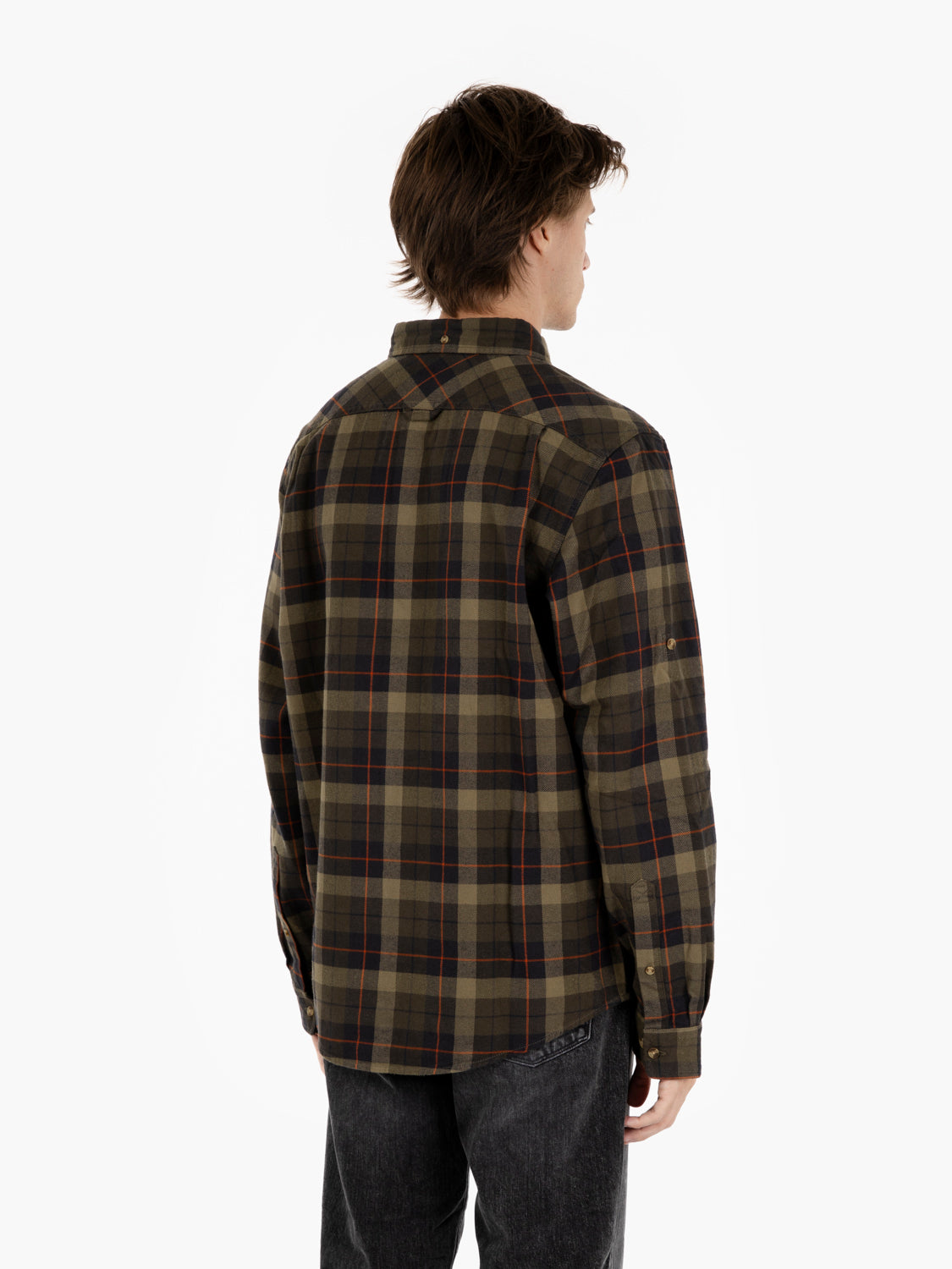Singi Heavy Flannel Shirt black / deep forest
