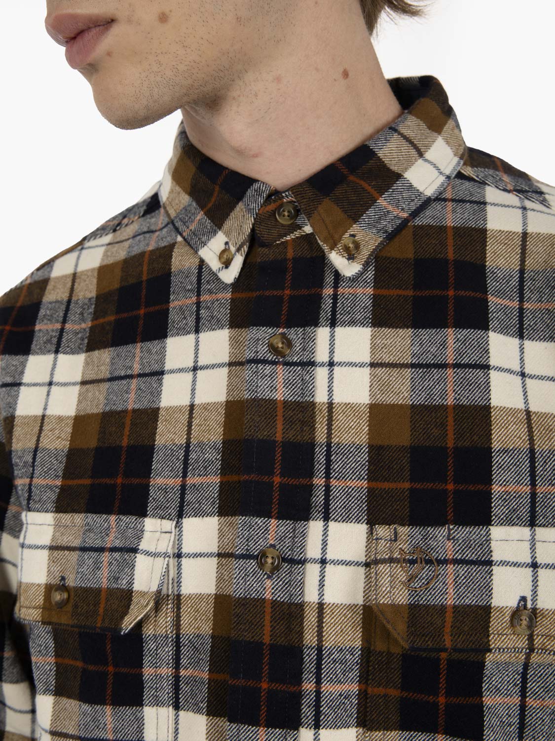 Singi Heavy Flannel Shirt chalk white / dark navy