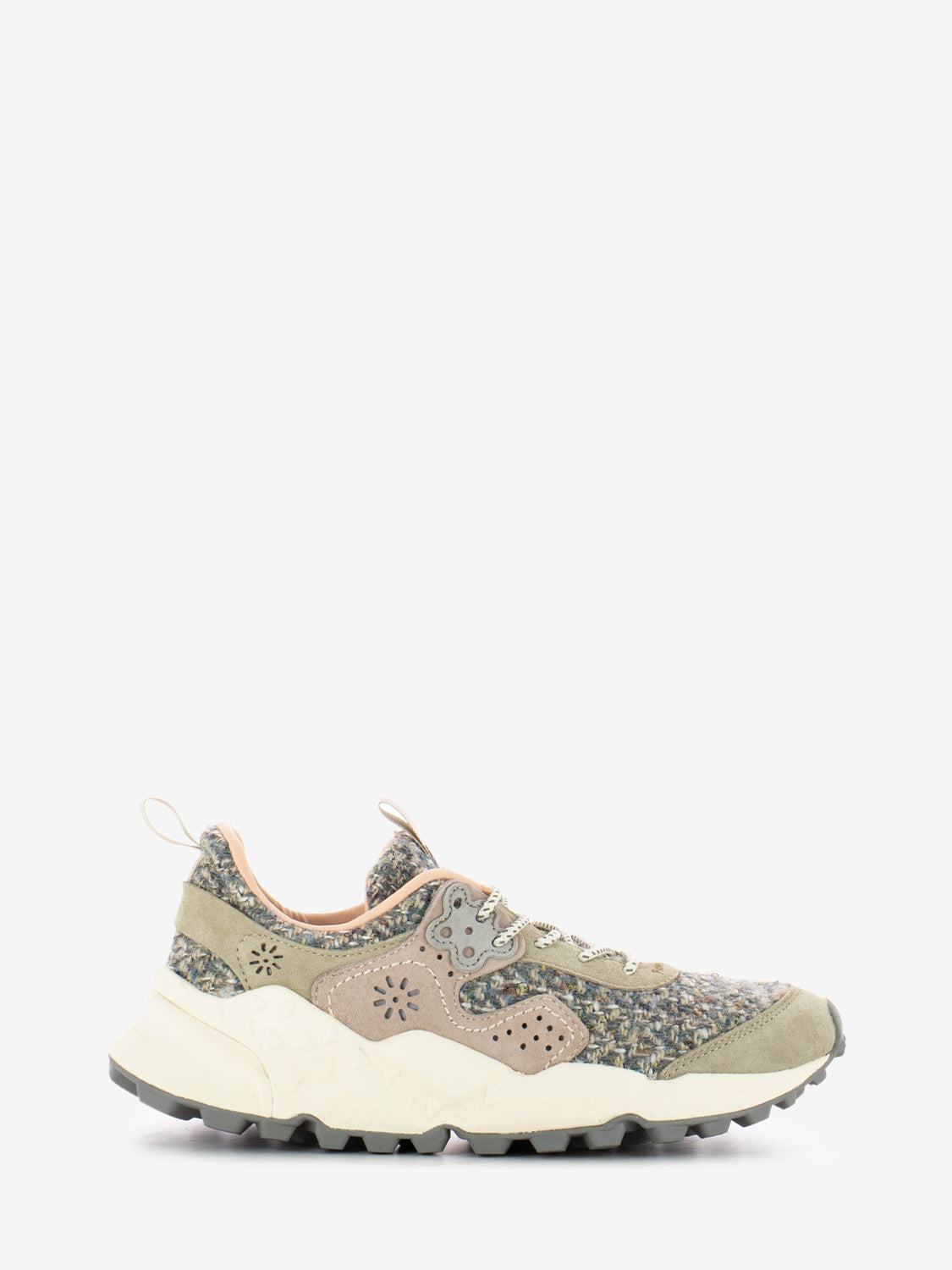 Kotetsu Woman suede woolen knitting beige / rose / multi
