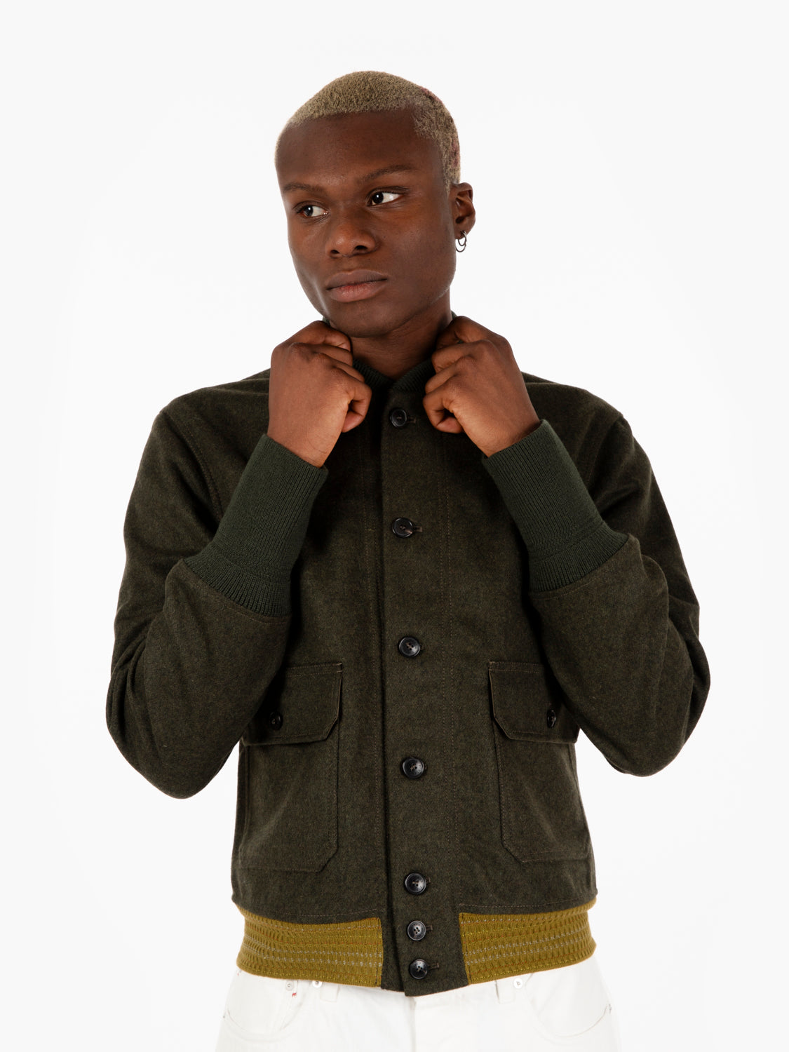 Twill bomber jacket army green