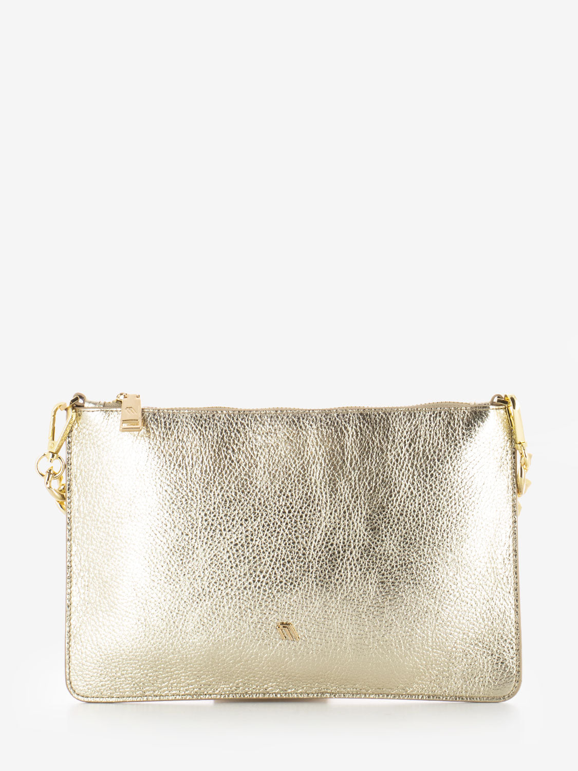 Platinum Laminated Leather Flat Bag