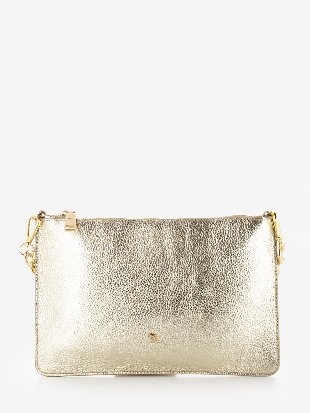 Platinum Laminated Leather Flat Bag