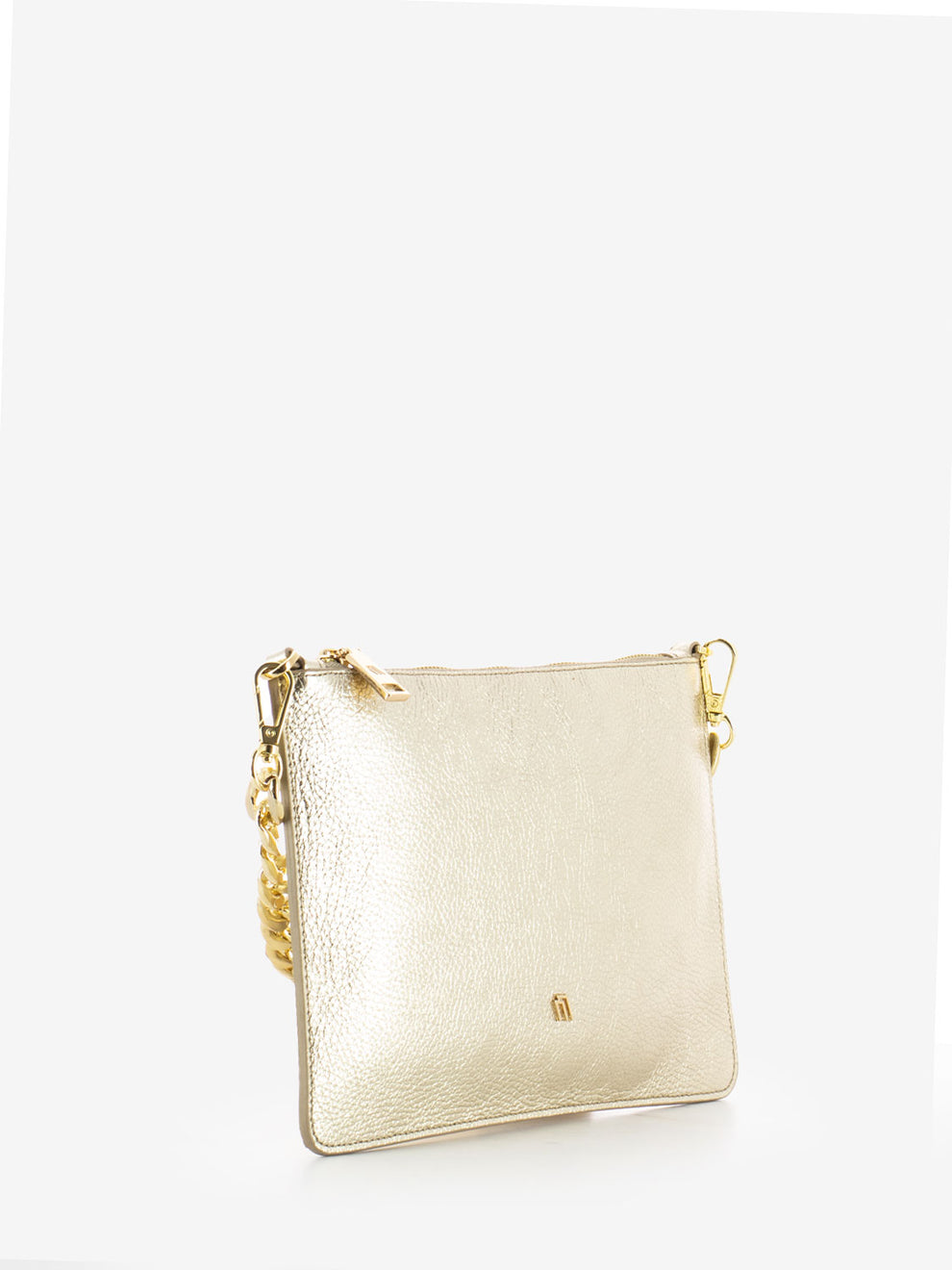Platinum Laminated Leather Flat Bag