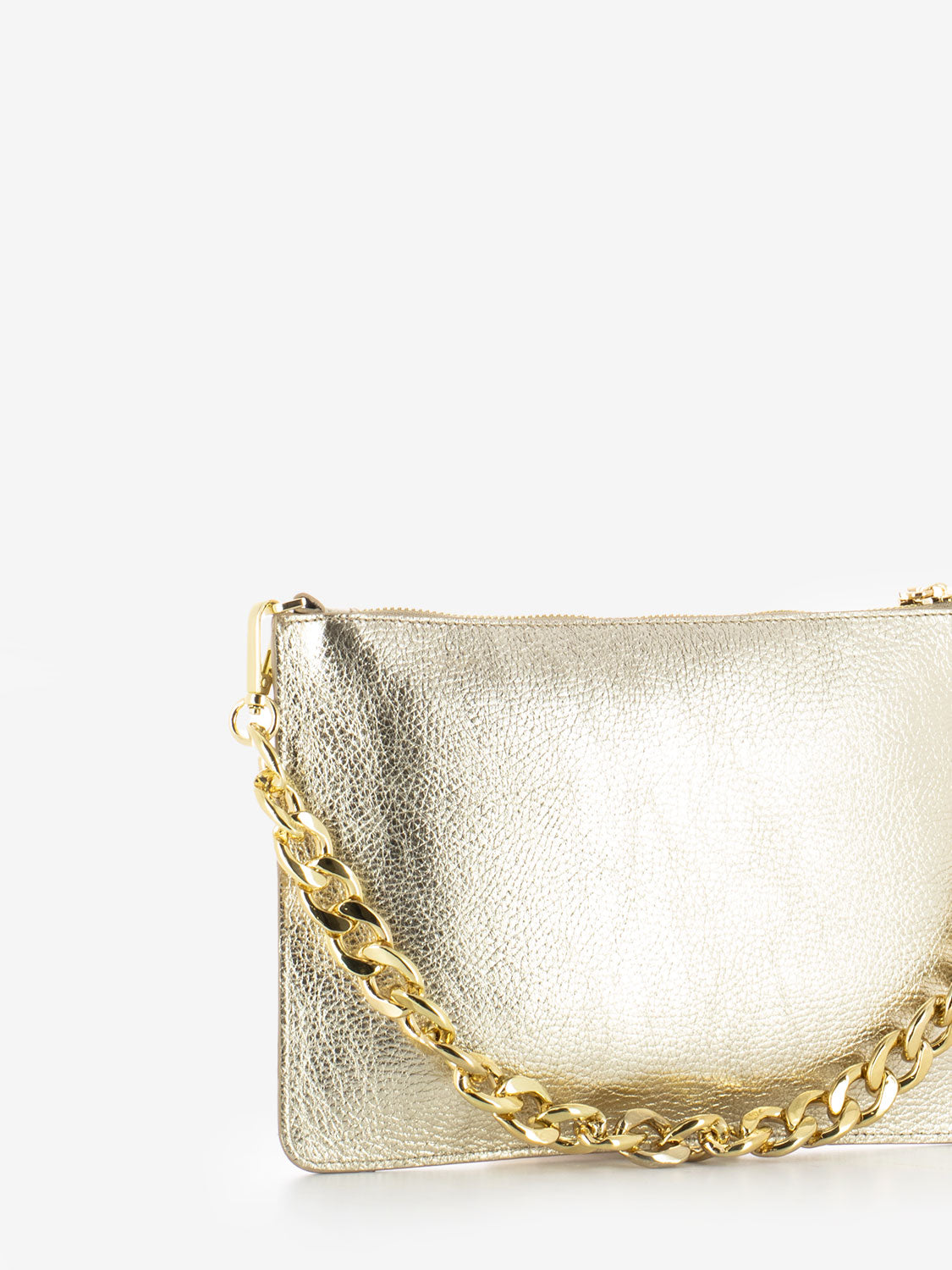 Platinum Laminated Leather Flat Bag