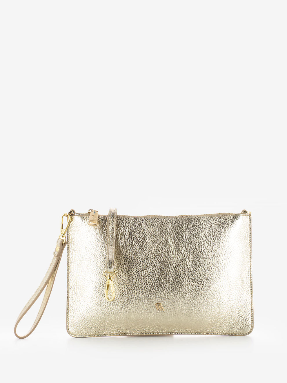 Platinum Laminated Leather Flat Bag
