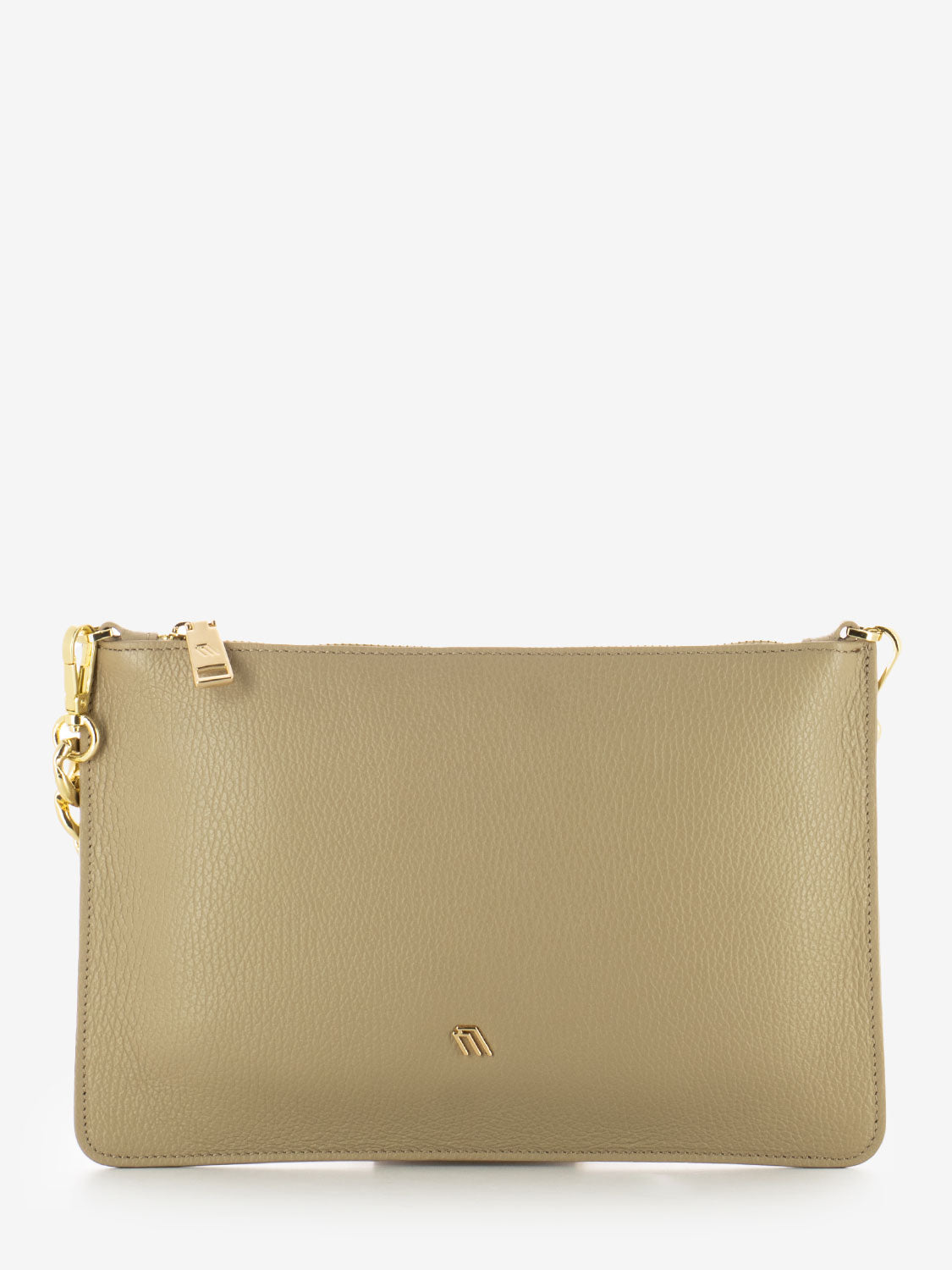 Sand leather flat bag