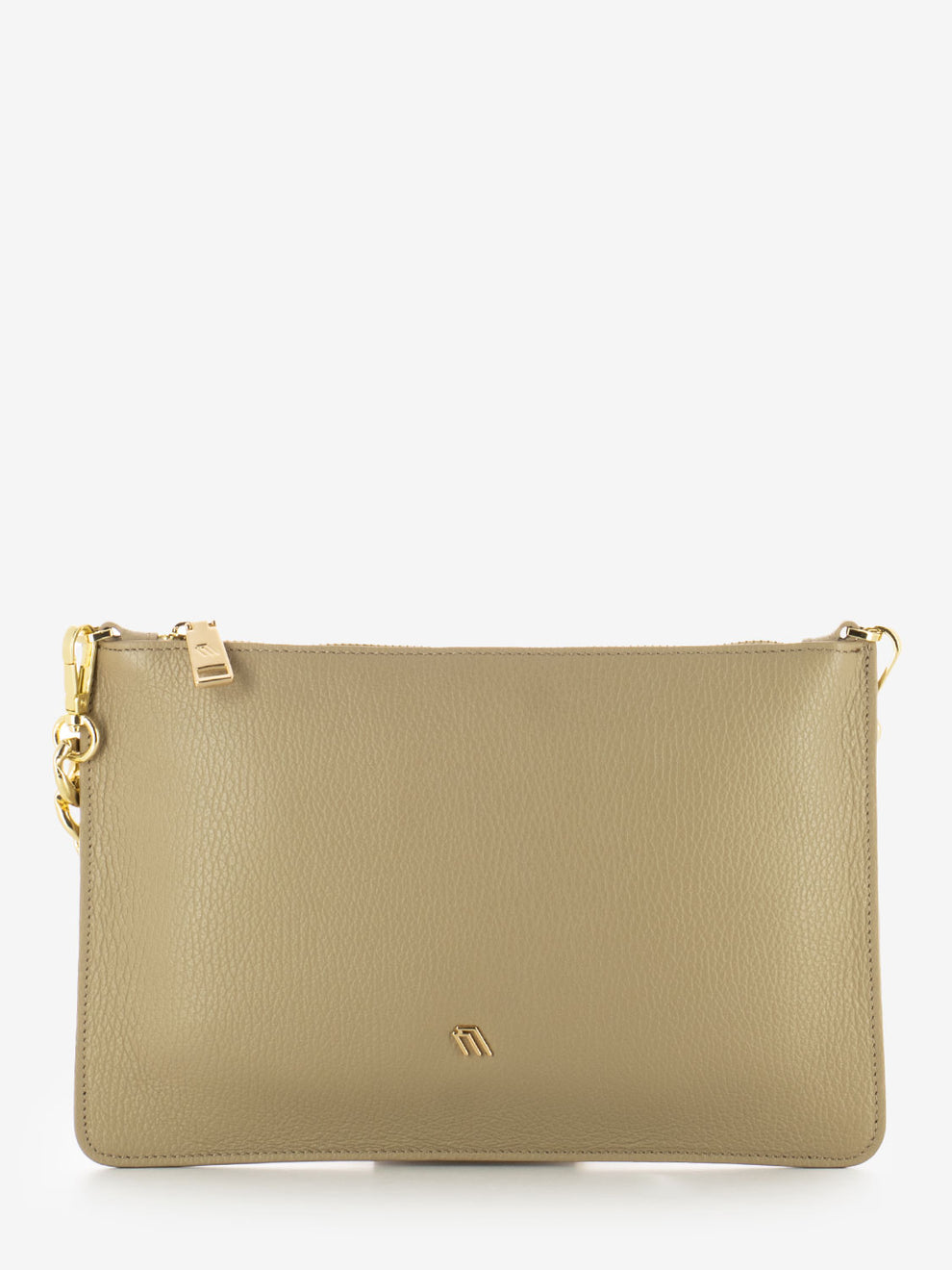 Sand leather flat bag